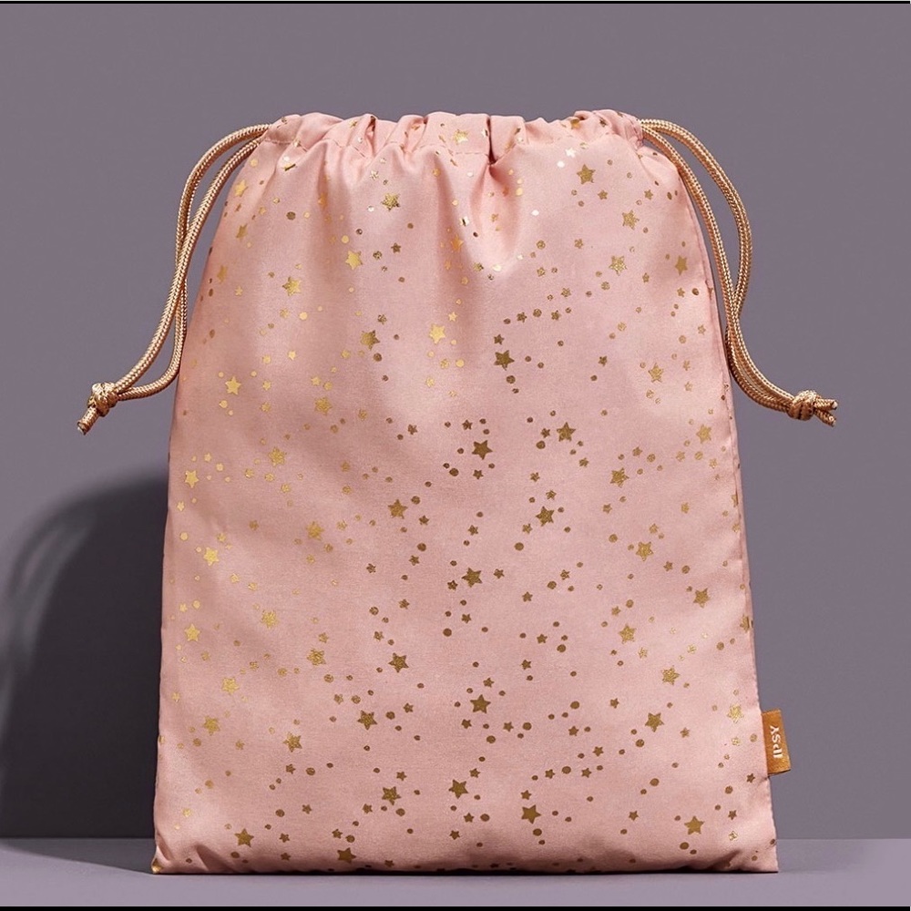 Ipsy ‘Time To Shine’ Sparkly Metallic Blush Pink Cosmetics Glam Bag Pouch